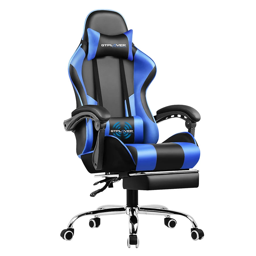 GTPLAYER Gaming Chair With Footrest Adjustable Height And Lumbar Support
