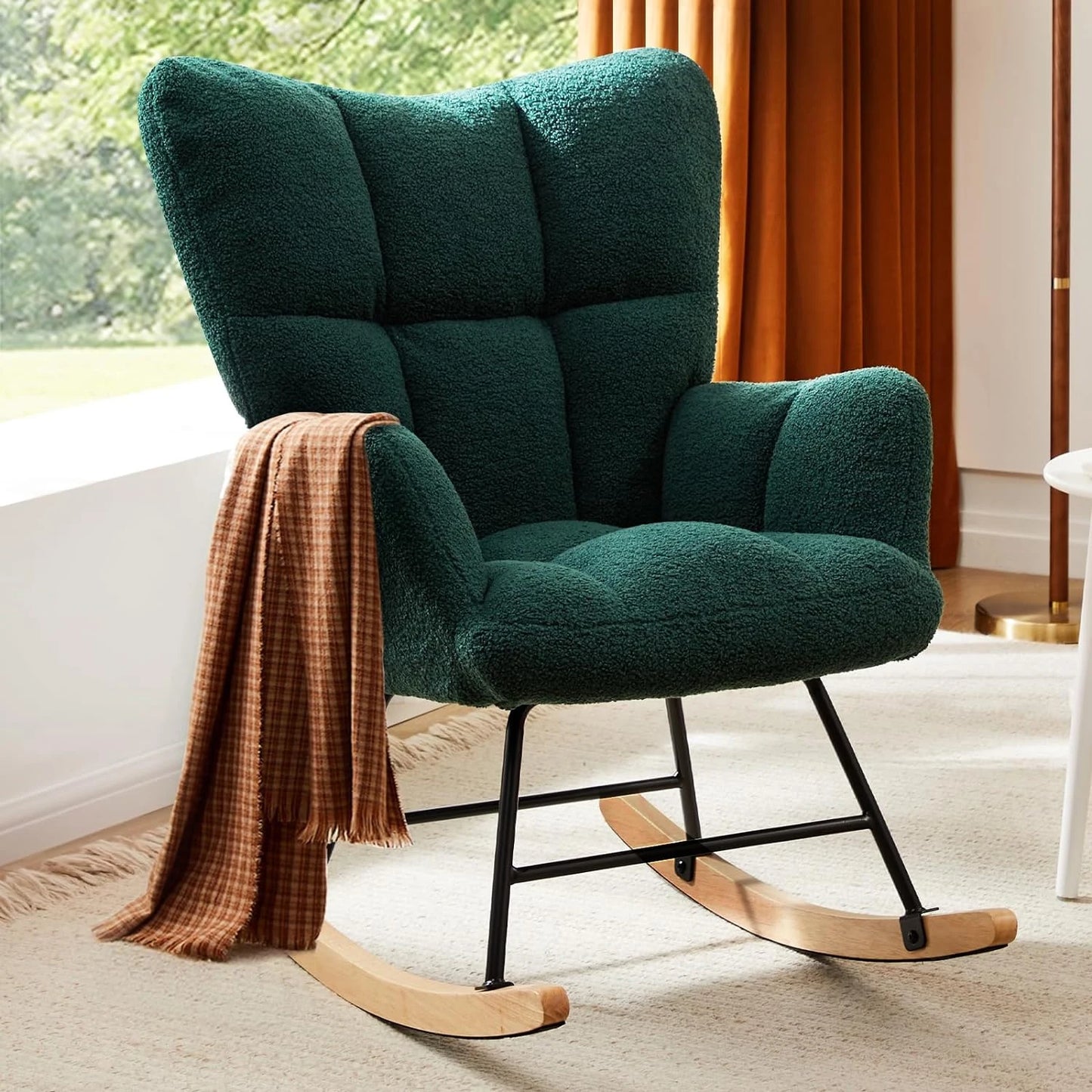 Studyset Teddy Boucle Nursery Rocking Chair With Side Pocket
