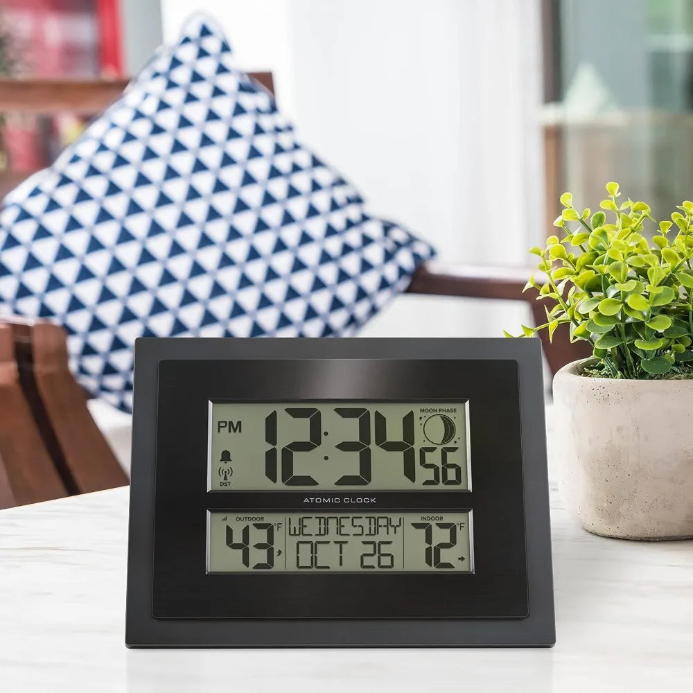 Digital Atomic Clock With Outdoor Temperature Moon Phase Wireless Sensor