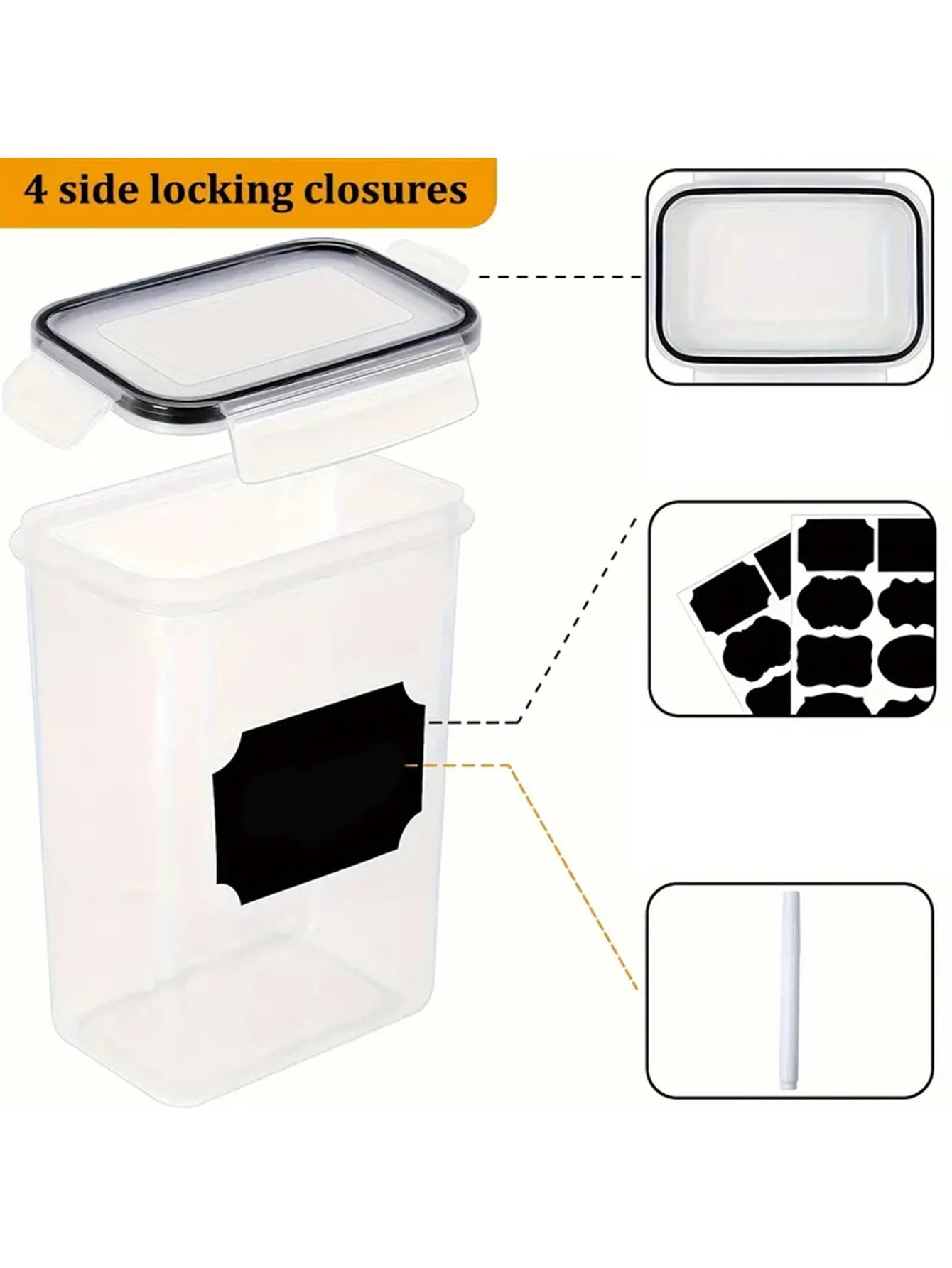 Airtight Food Storage Set With Labels For Flour Grains Spices