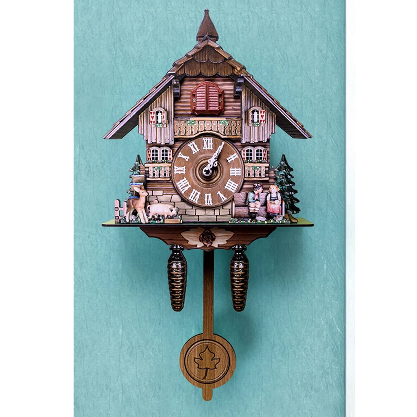 Cuckoo Wall Clock Traditional Chalet Forest House Pendulum Quartz Clock