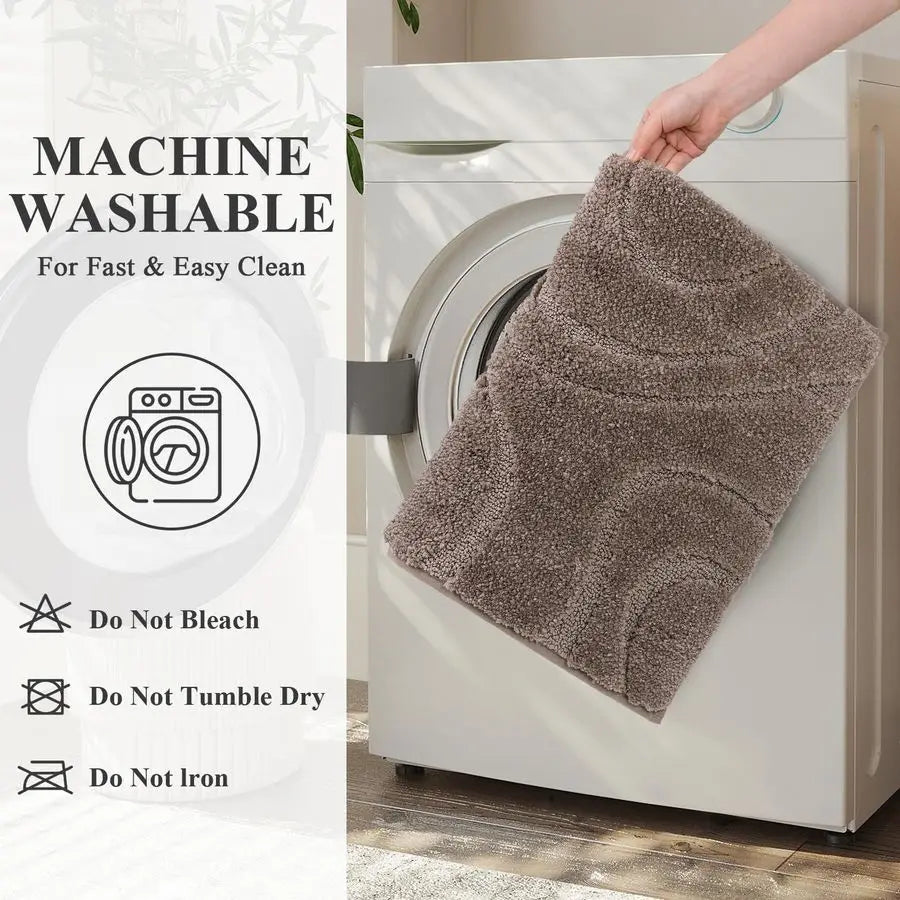 XMSJ 5 Piece Bathroom Rug Set Microfiber Non Slip Mats