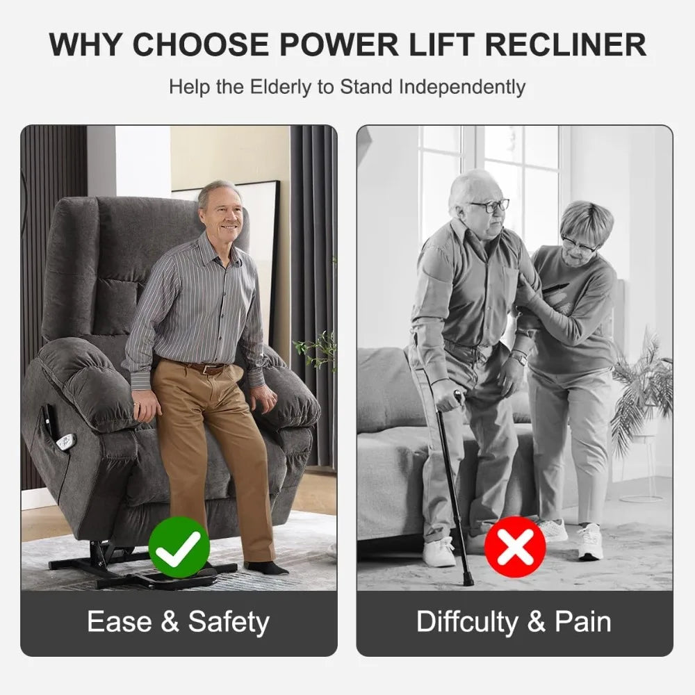 Electric Lift Recliner Chair With Massage And Heating USB Port