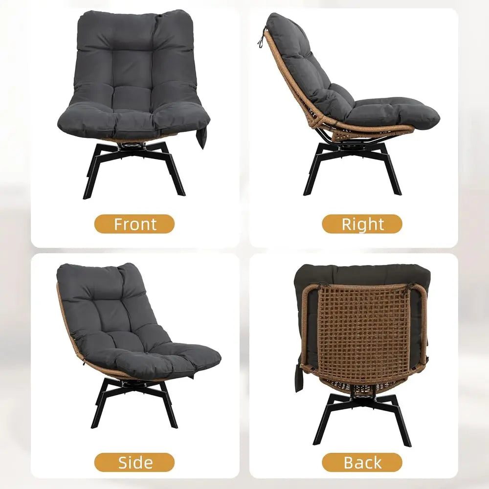 Wicker Swivel Chairs Set Of Two For Living Rooms Bedrooms Balconies