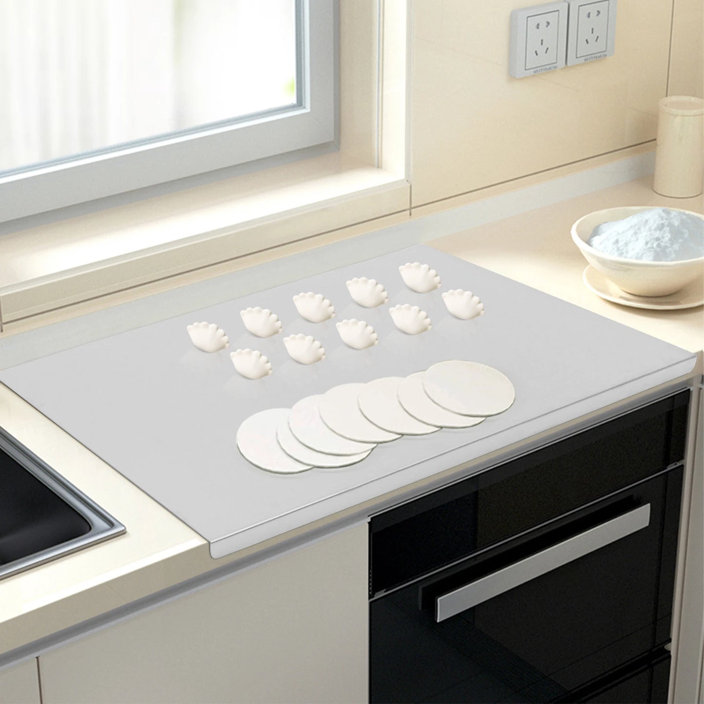 Stainless Steel Chopping Board L Shaped Edge For Veggies Dough
