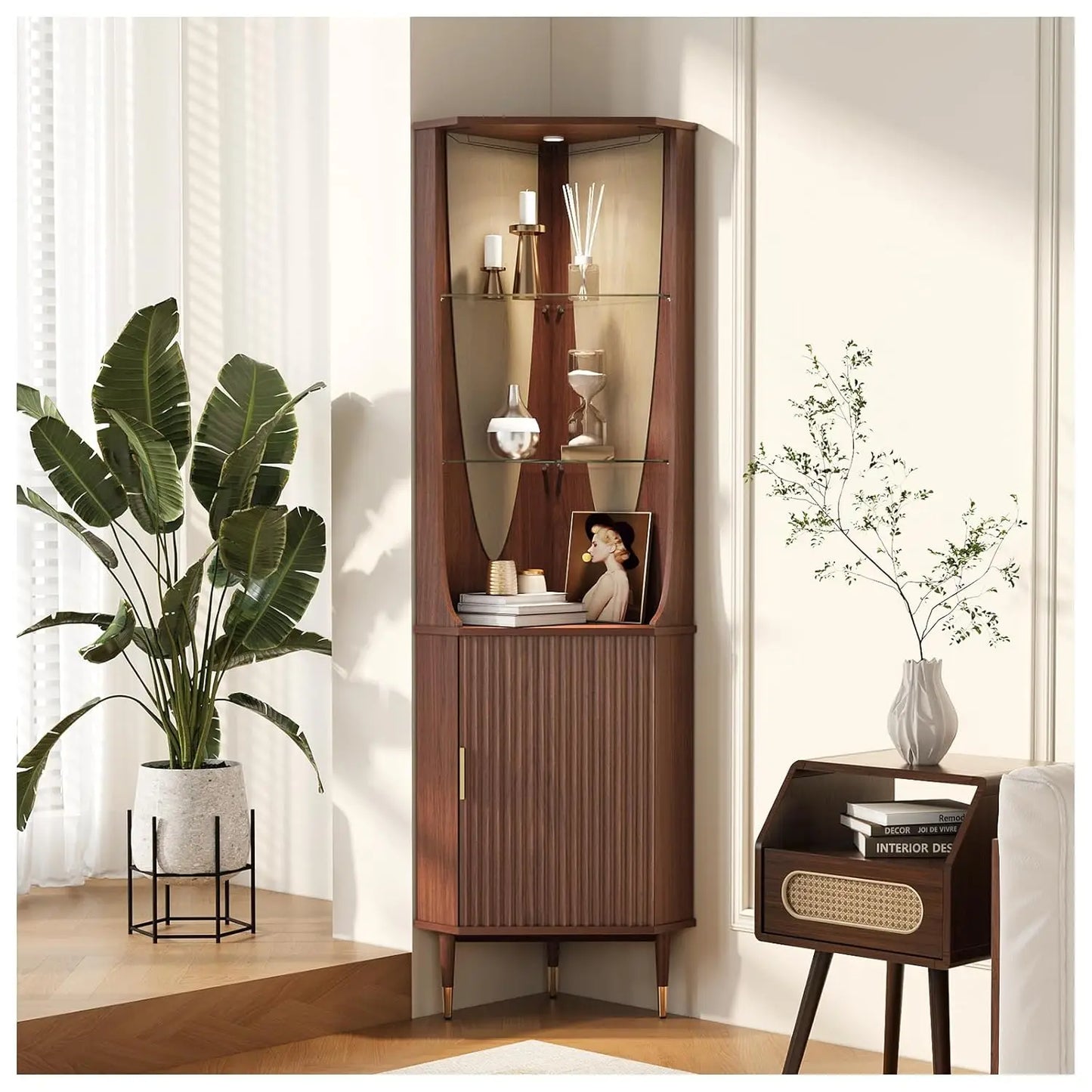 Farmhouse Coffee Bar Cabinet With Storage And Charging Station
