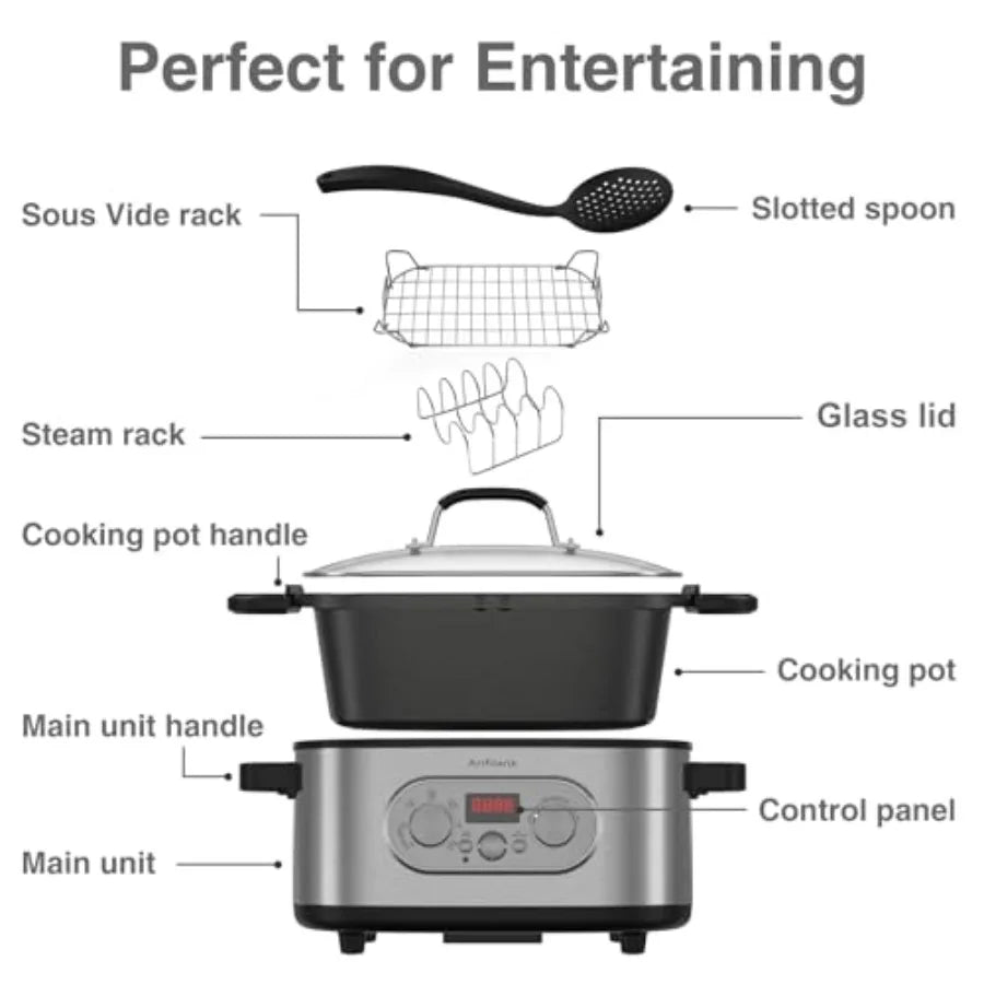 MDNG 10in1 Programmable Slow Cooker With Timer And Presets