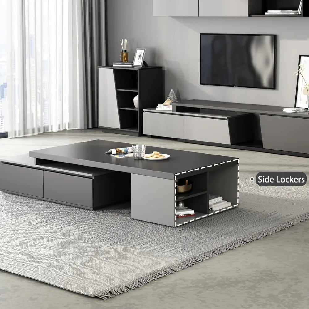 Tongyue Extendable Modern Coffee Table With Large Storage Drawers