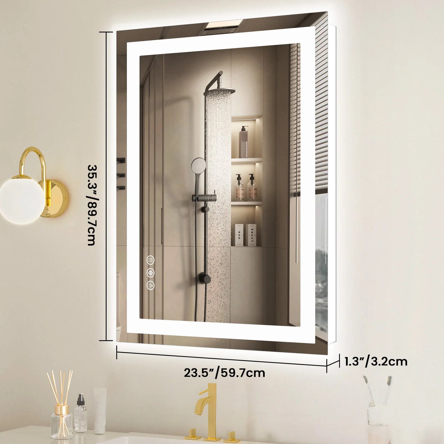 JHK LED Bathroom Vanity Mirror With Memory Function Tempered Glass