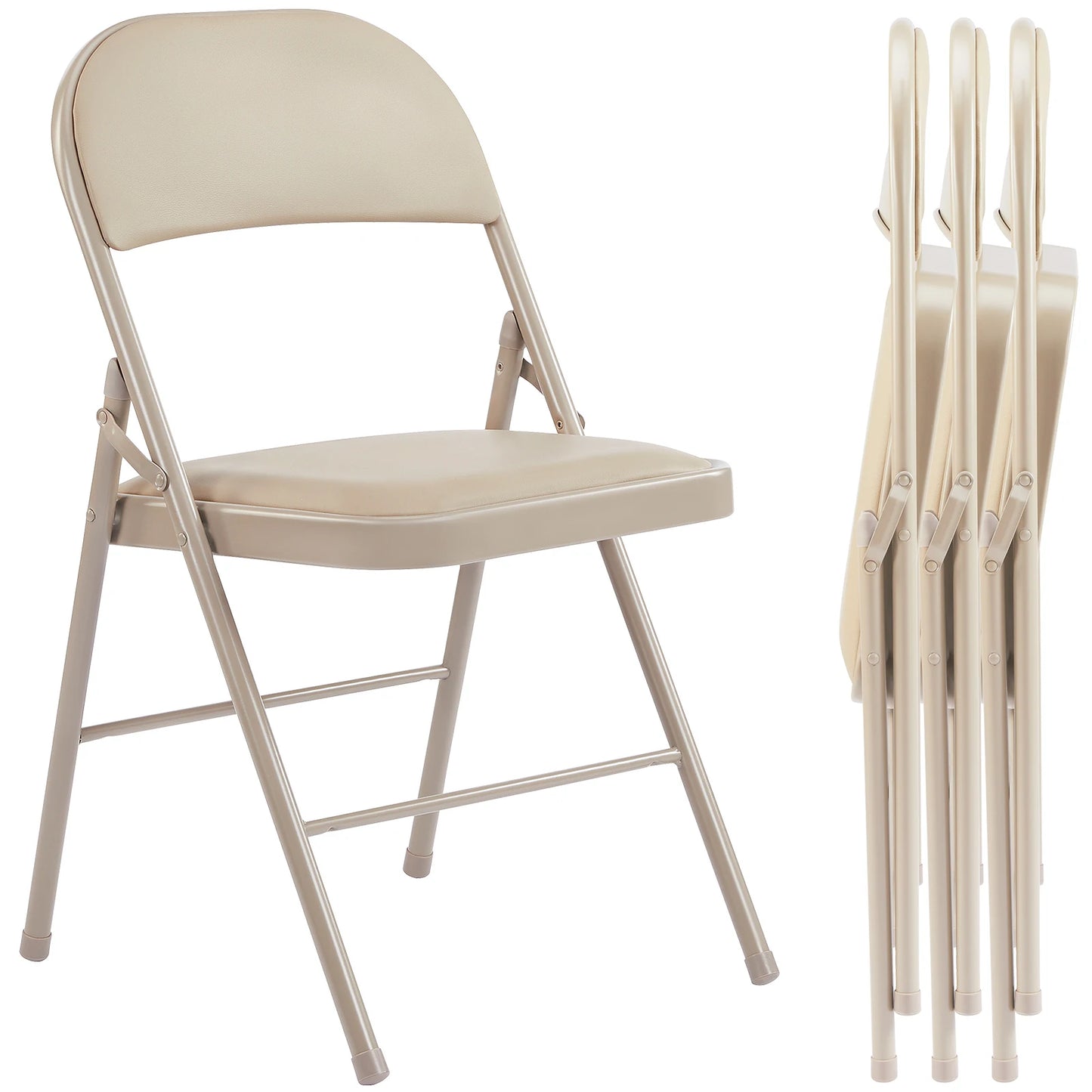 JHK Padded Folding Chair 4 Pack Faux Leather Sturdy Metal