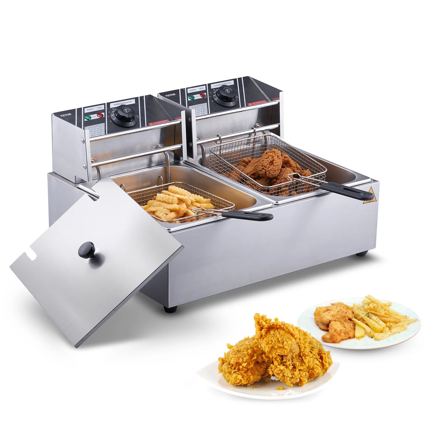 SucceBuy Electric Deep Fryer Dual Tank 12L 5000W Countertop