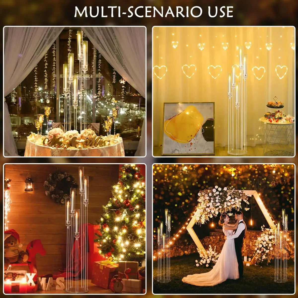 Vincigant 2-Piece 5-Arm Acrylic Floor Candelabra Wedding Centerpiece