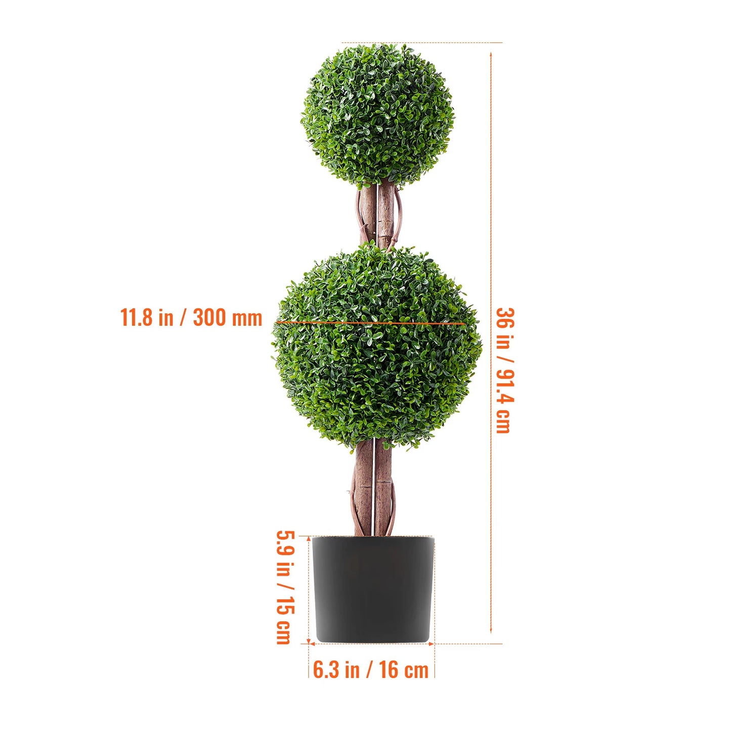 SucceBuy Artificial Boxwood Topiary Tree Faux Plant For Indoor Decor