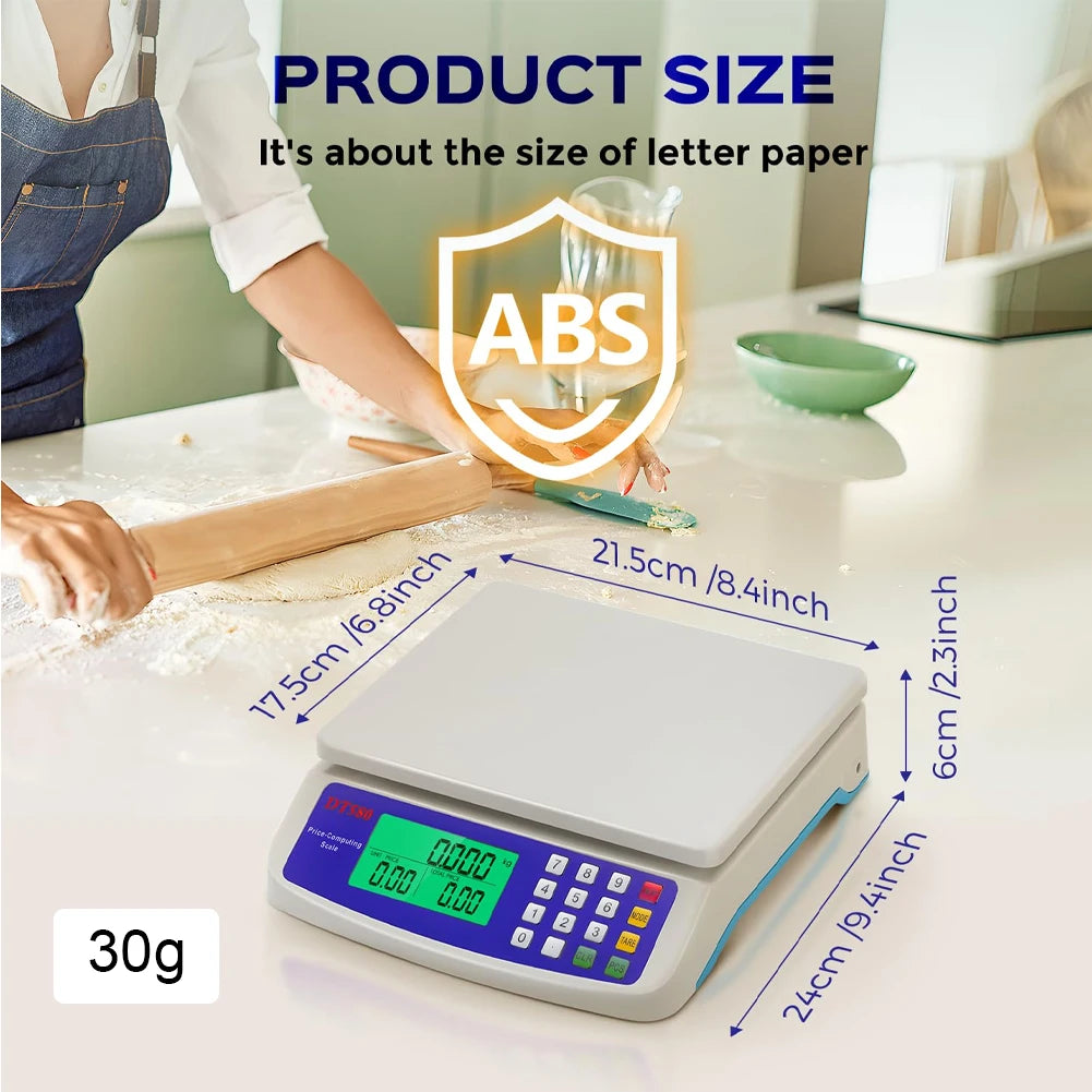 Alloet Commercial Food Scale LCD Display for Meat and Vegetables