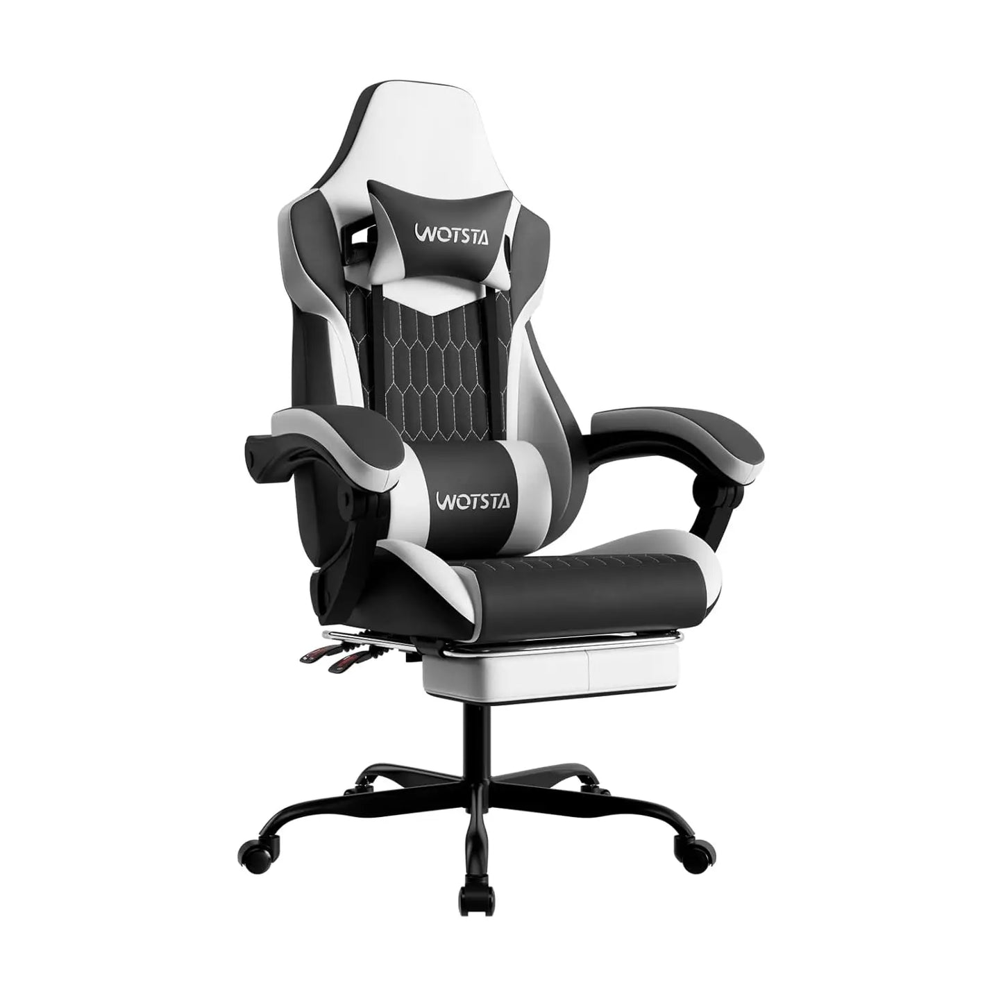Ergonomic Gaming Chair With Footrest And Adjustable PVC Leather Headrest