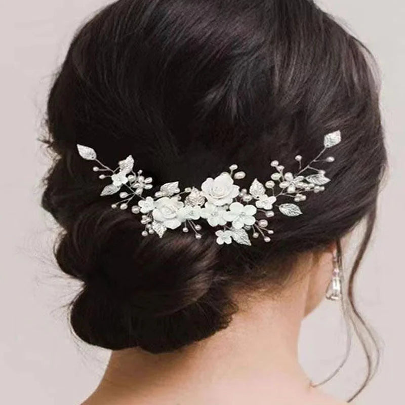 Bridal Hair Vine Pearl Rhinestone Headband For Women And Girls