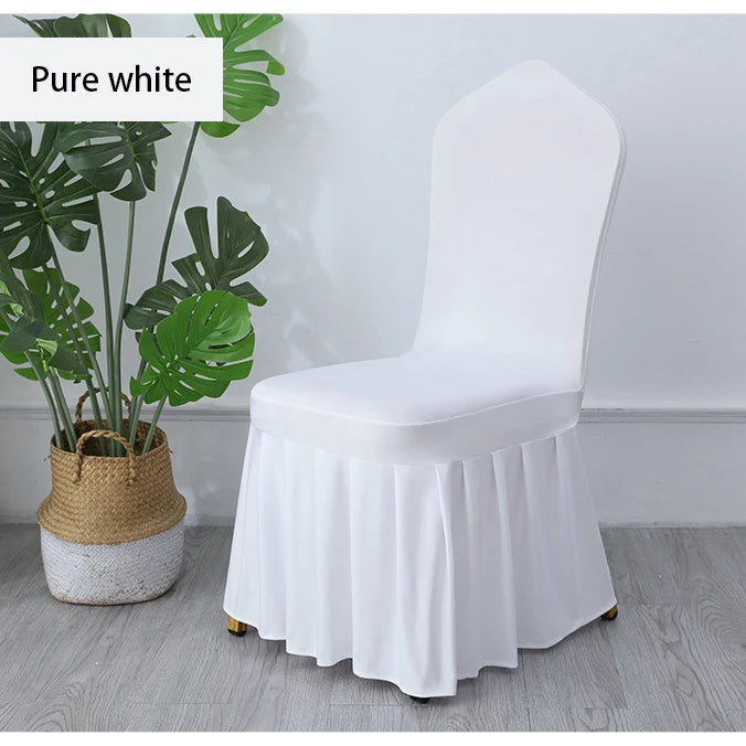 White Chair Covers Pleated Spandex Seat Protectors For Weddings Banquets