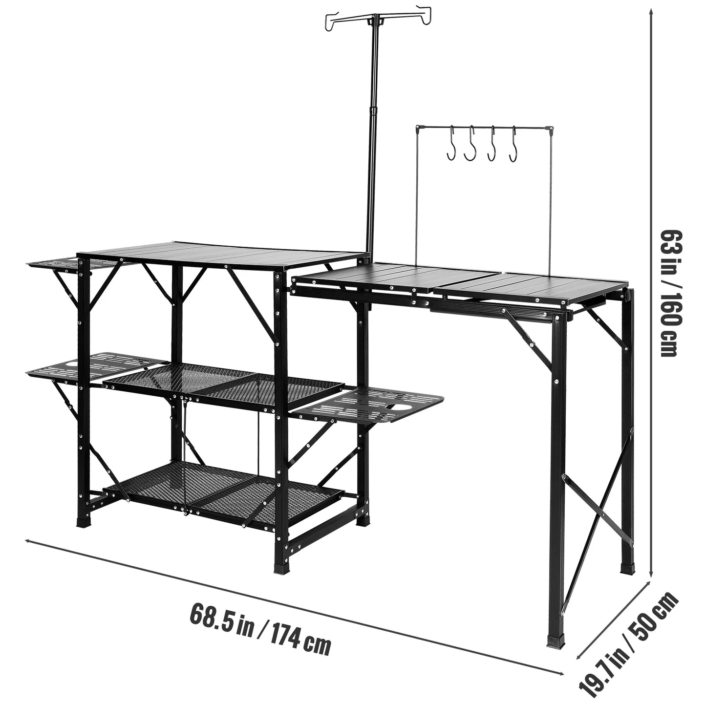 SucceBuy Camping Kitchen Table With Sink Portable Outdoor Cook Station