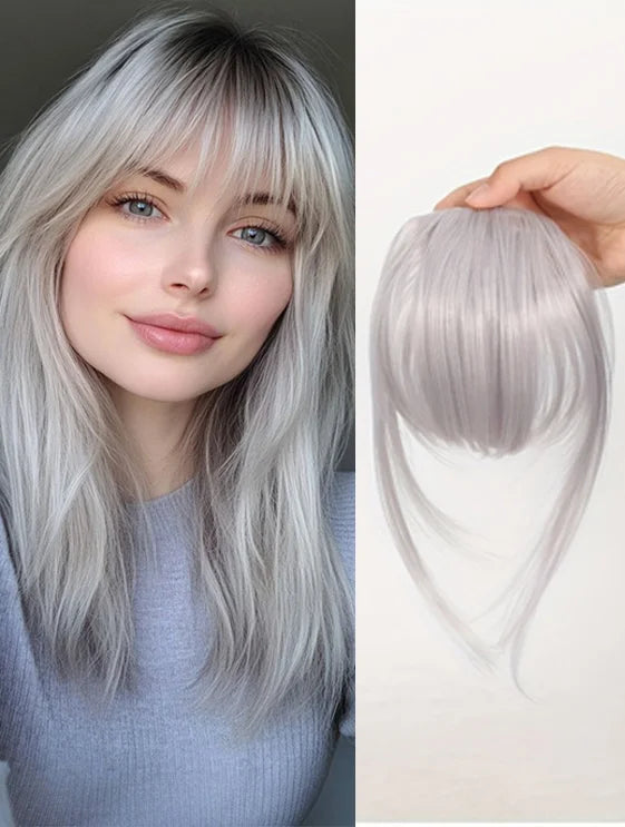 Synthetic Hair Clip In Bangs With Wispy Fringe And Sideburns