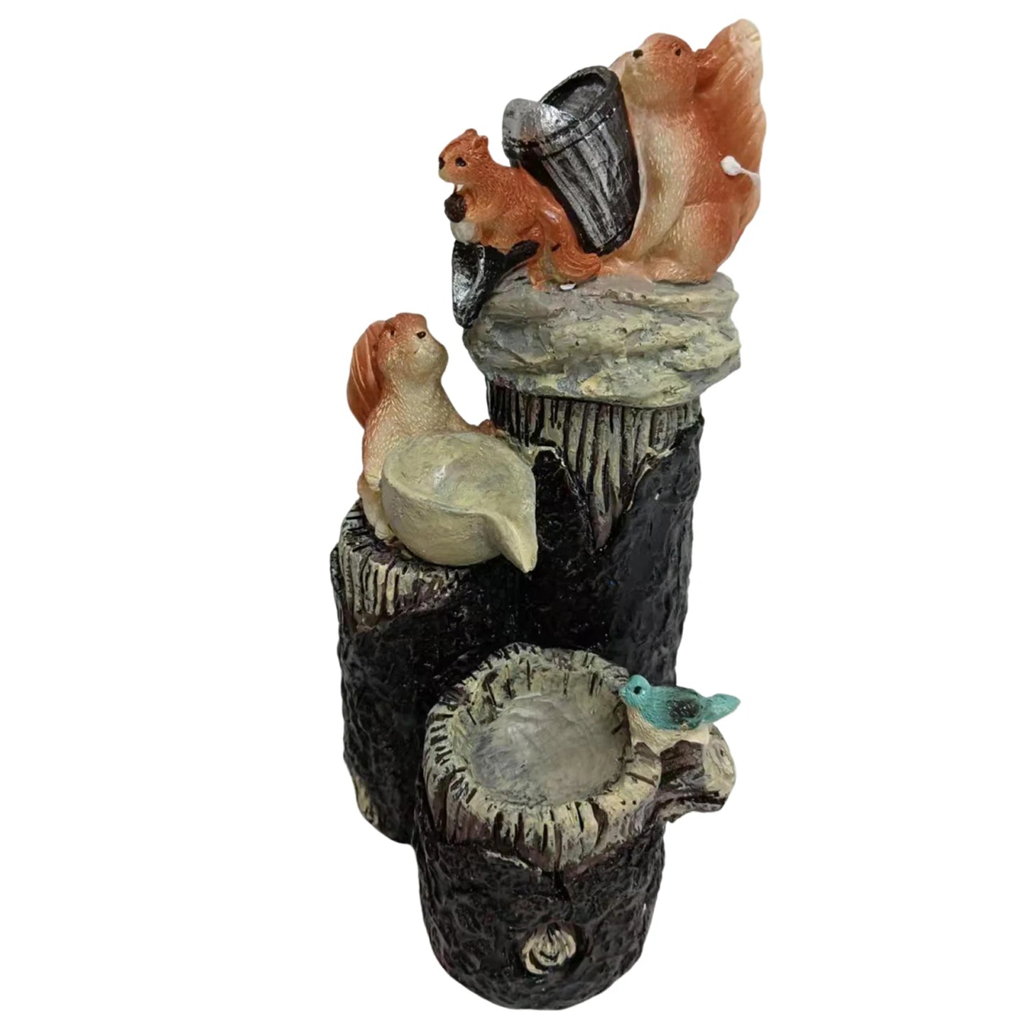Alloet Duck and Squirrel Water Fountain Ornament for Garden Decor