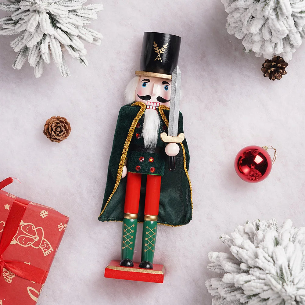 Majestic King Nutcracker Soldier With Cloak Festive Wooden Statue