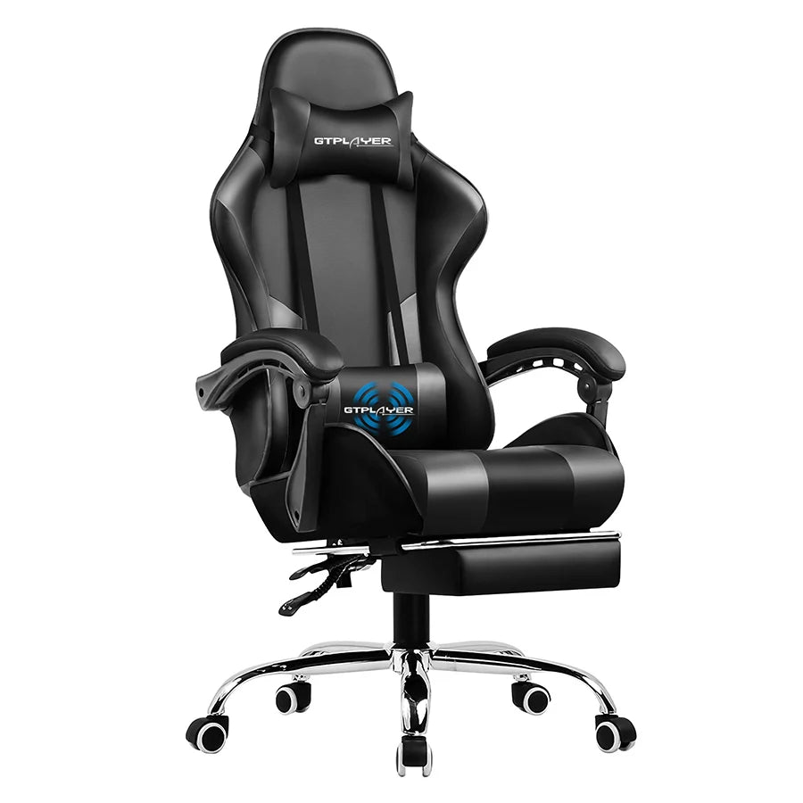 GTPLAYER Gaming Chair With Footrest Adjustable Height And Lumbar Support