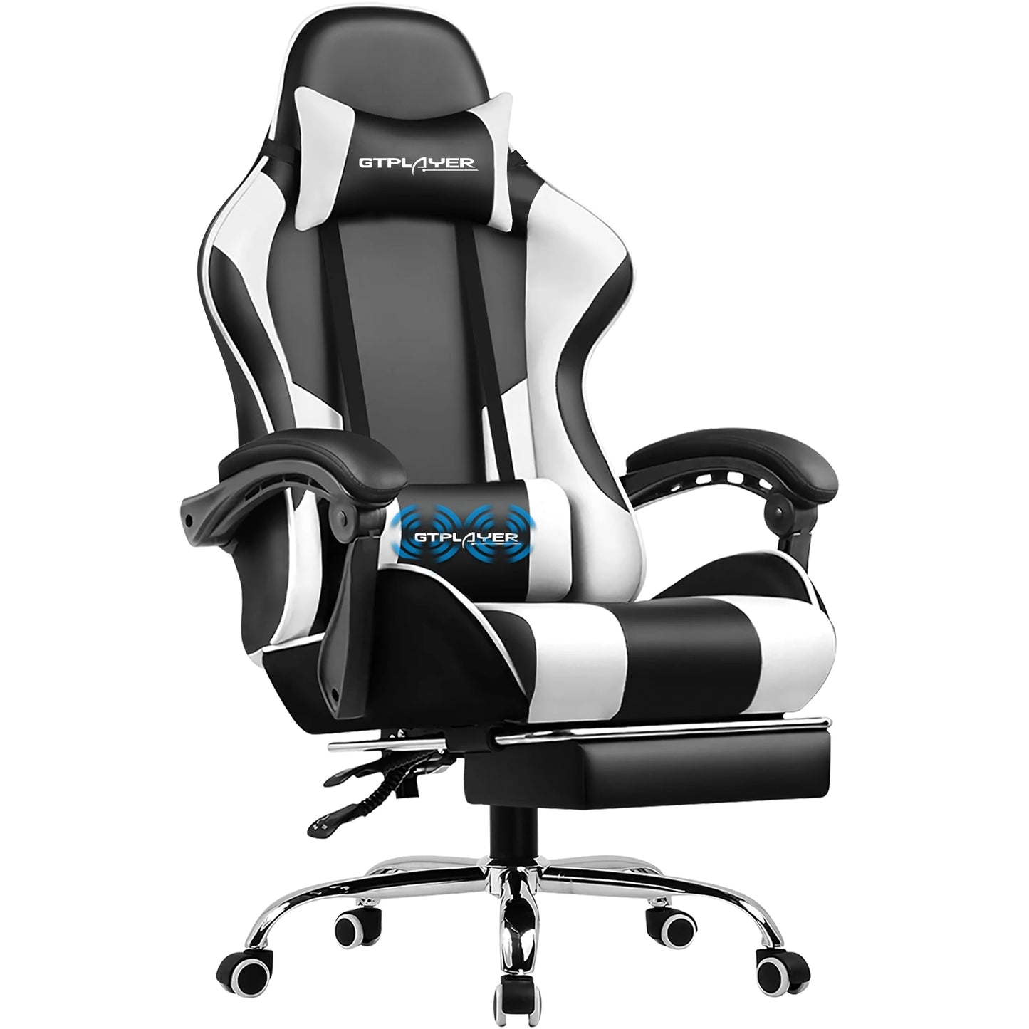 GTPLAYER Gaming Chair With Footrest Adjustable Height And Lumbar Support