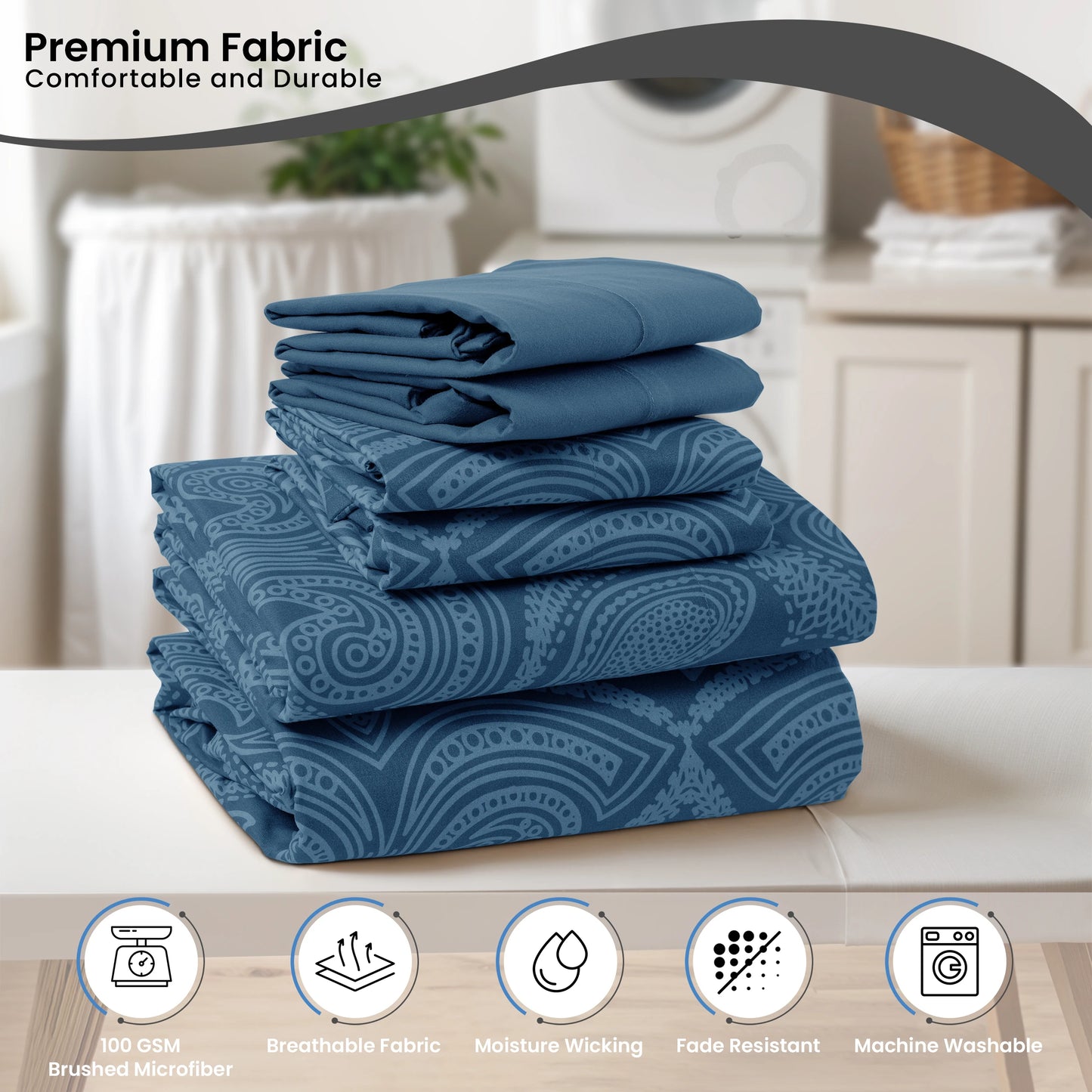 Lux Decor Paisley Microfiber Sheet Set 6 Piece Bedding