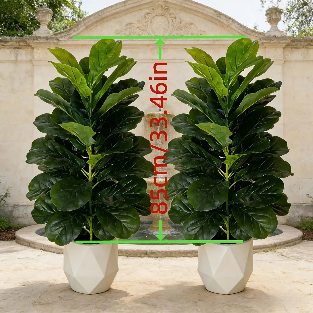 Artificial Fiddle Leaf Fig Tree 2 Pack Geometric Pots