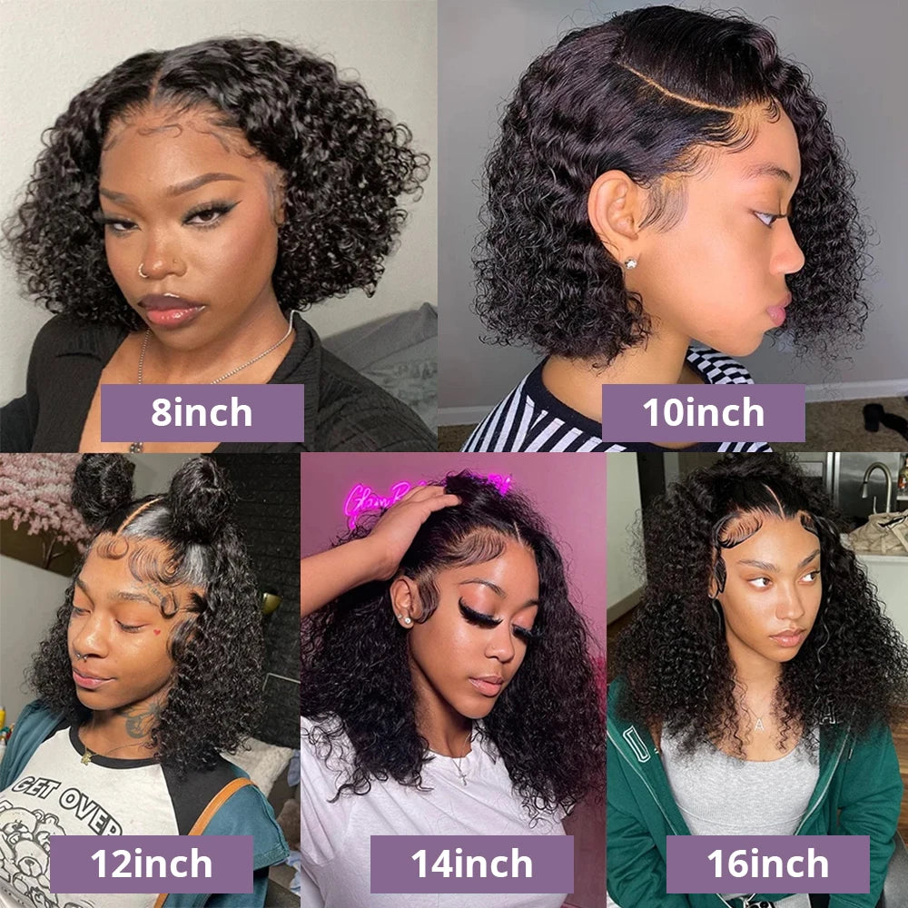 Brazilian Water Wave Lace Front Bob Wig Glueless Remy Hair