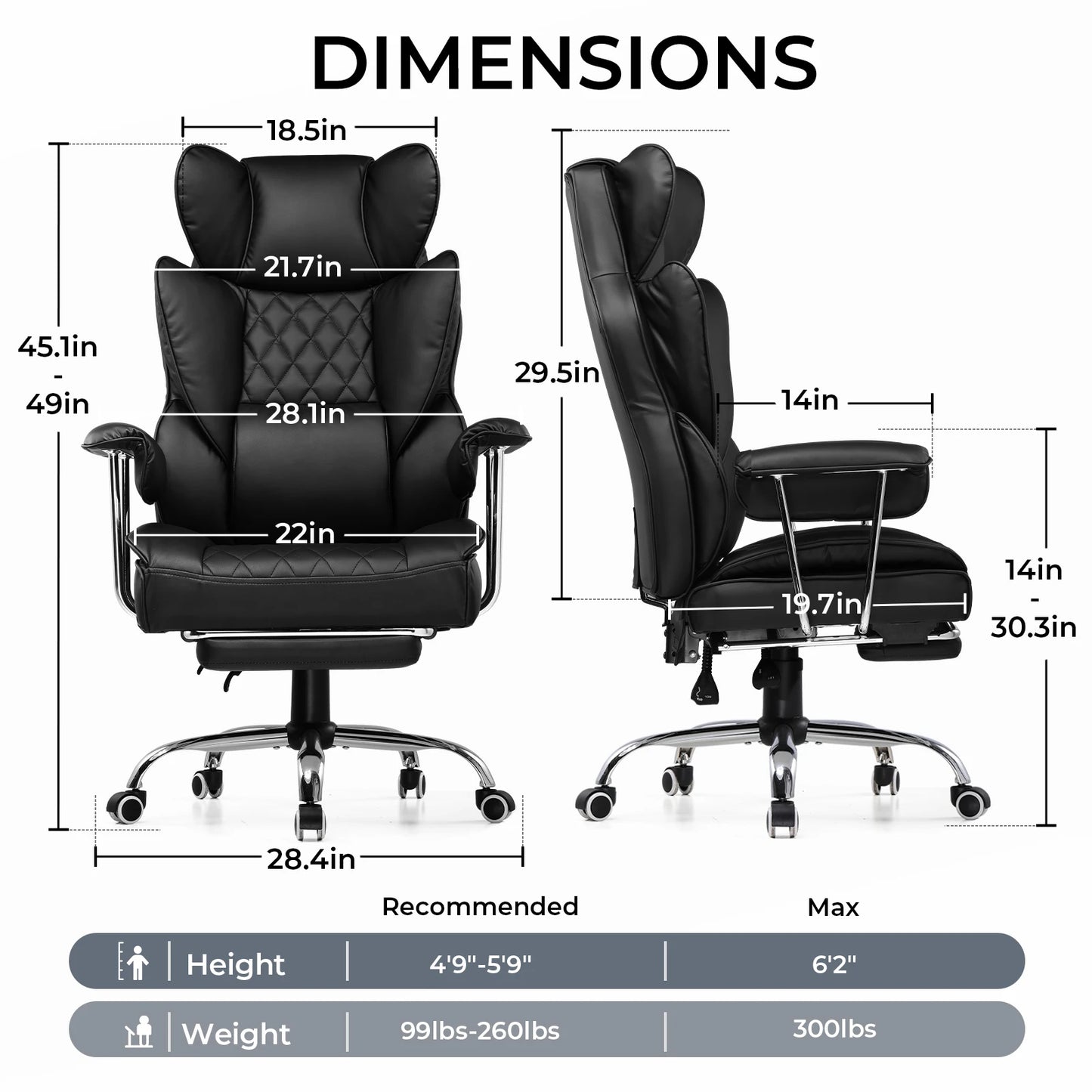 COMHOMA Gaming Chair With Pocket Spring Lumbar Support And Footrest