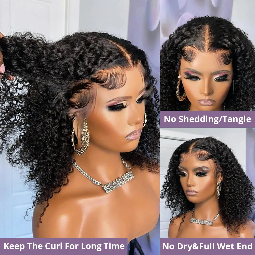 Brazilian Water Wave Lace Front Bob Wig Glueless Remy Hair