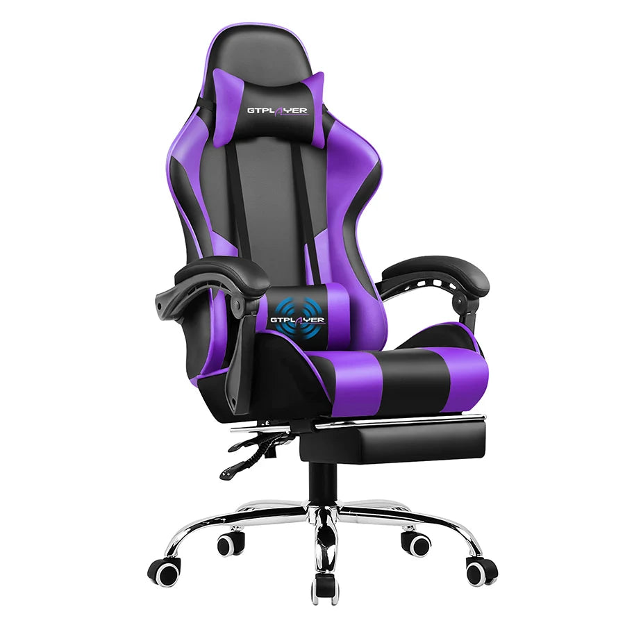 GTPLAYER Gaming Chair With Footrest Adjustable Height And Lumbar Support