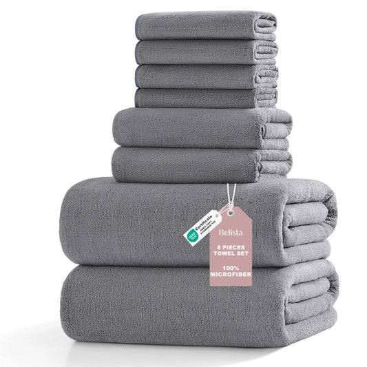 Belista Microfiber Quick Dry Bath Towel Set Soft and Absorbent