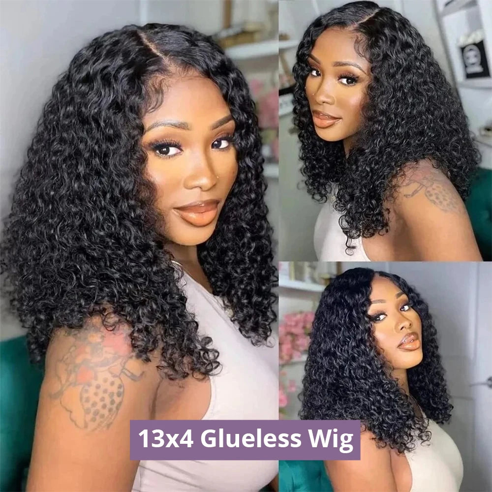 Brazilian Water Wave Lace Front Bob Wig Glueless Remy Hair