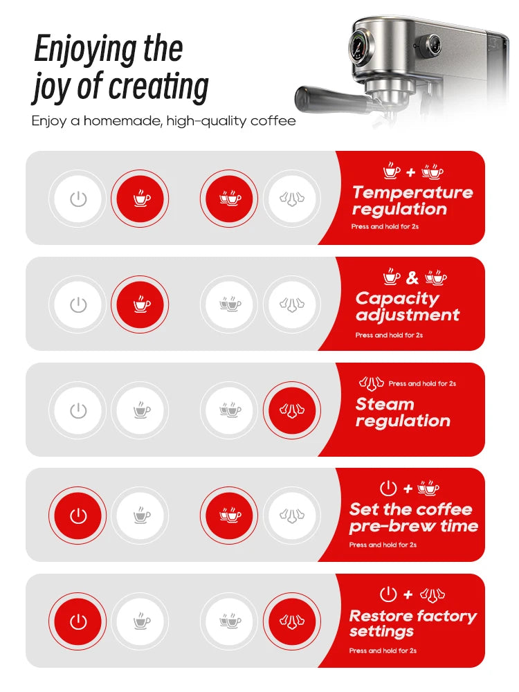 HiBREW H10B 20Bar Semi Automatic Espresso Machine for Home Use