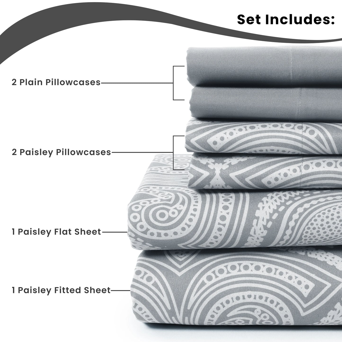 Lux Decor Paisley Microfiber Sheet Set 6 Piece Bedding