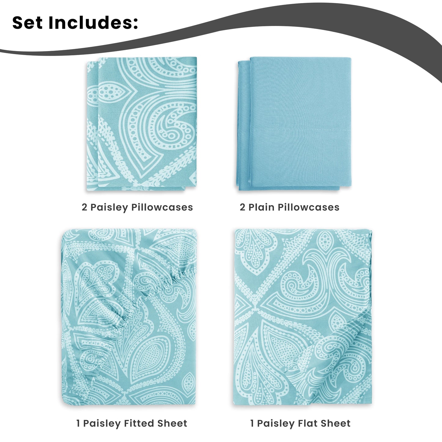 Lux Decor Paisley Microfiber Sheet Set 6 Piece Bedding