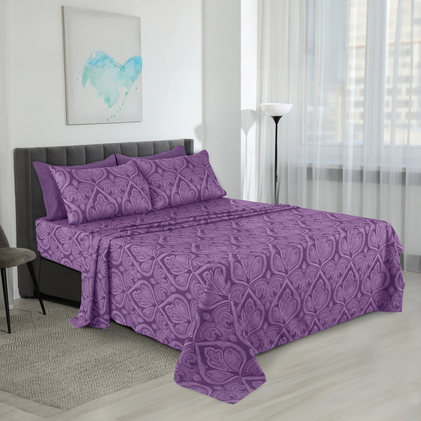 Lux Decor Paisley Microfiber Sheet Set 6 Piece Bedding