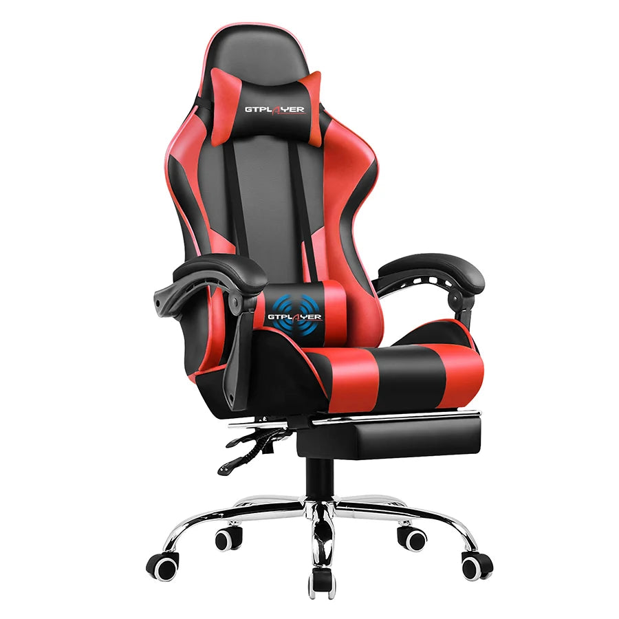 GTPLAYER Gaming Chair With Footrest Adjustable Height And Lumbar Support