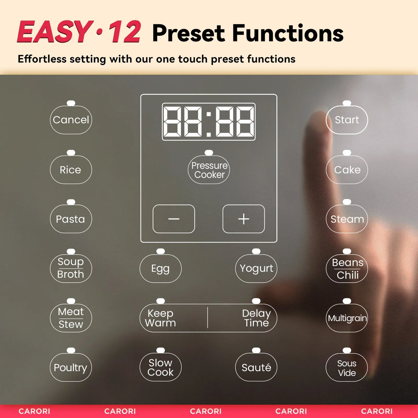 Carori 1200W 12in1 Electric Pressure Cooker Saute Rice Yogurt