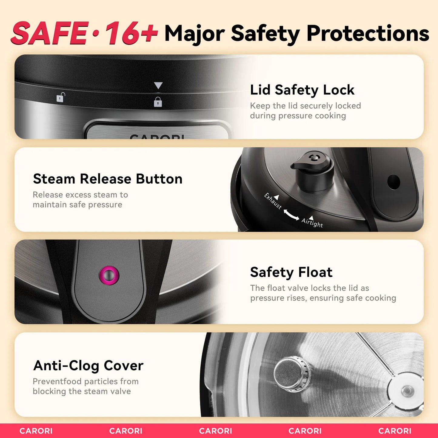 Carori 1200W 12in1 Electric Pressure Cooker Saute Rice Yogurt