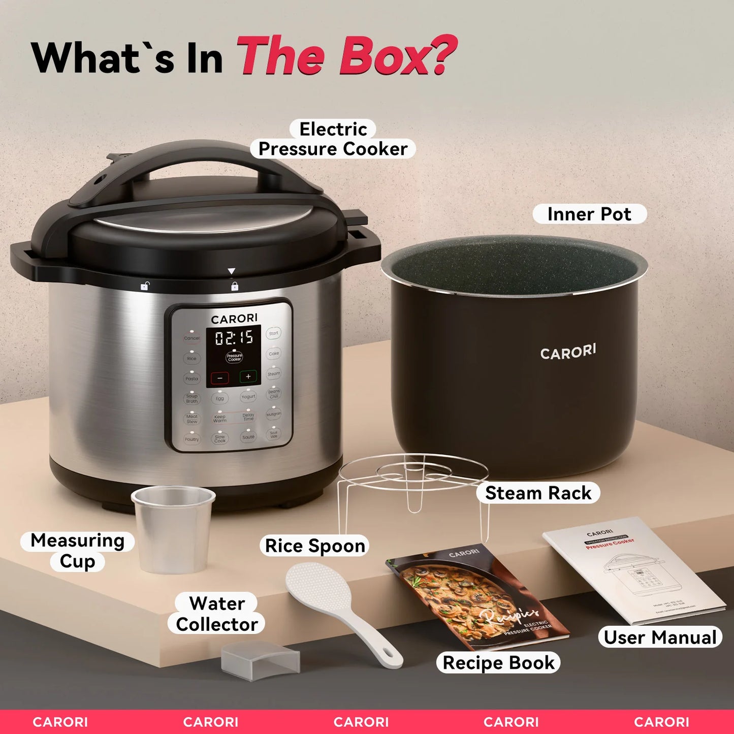 Carori 1200W 12in1 Electric Pressure Cooker Saute Rice Yogurt