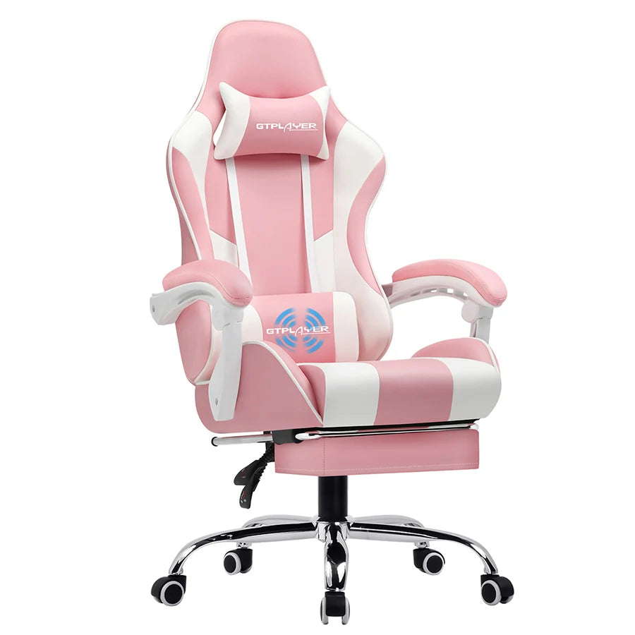 GTPLAYER Gaming Chair With Footrest Adjustable Height And Lumbar Support