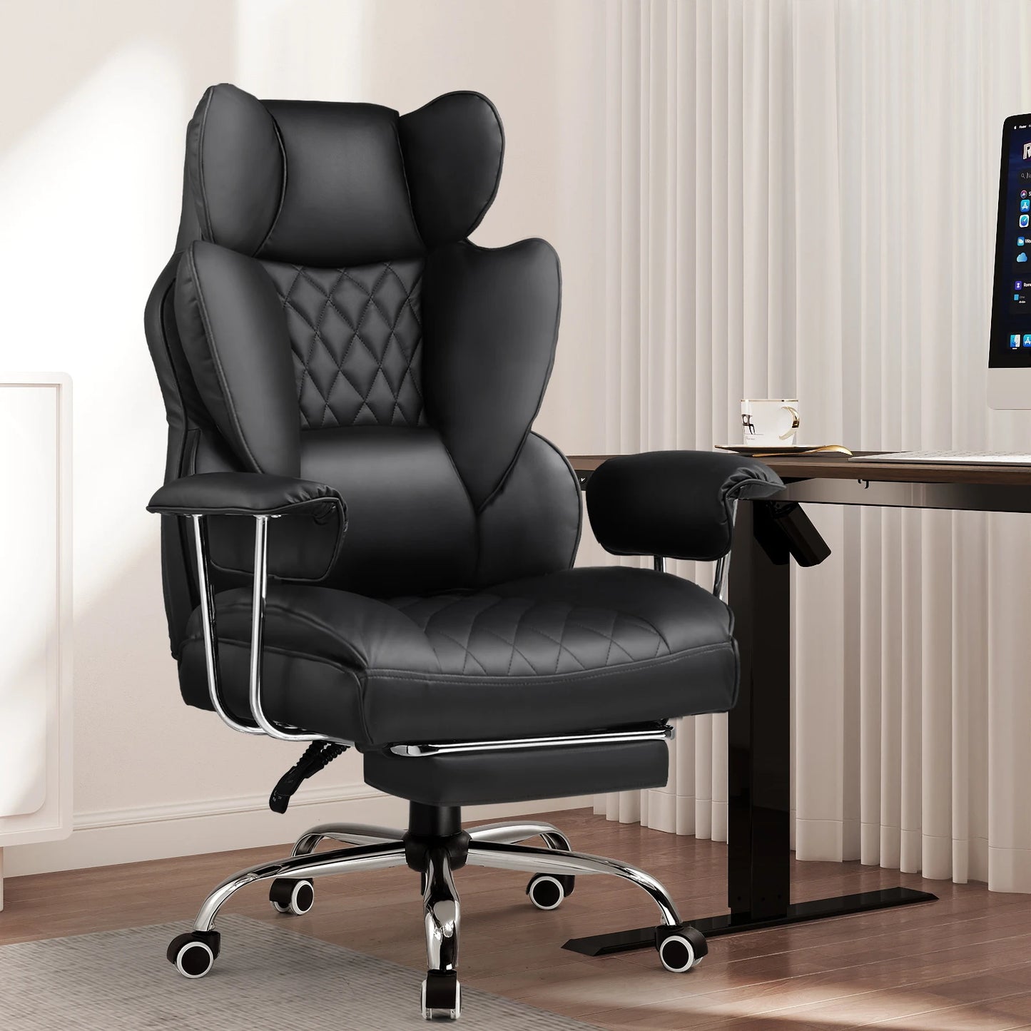 COMHOMA Gaming Chair With Pocket Spring Lumbar Support And Footrest