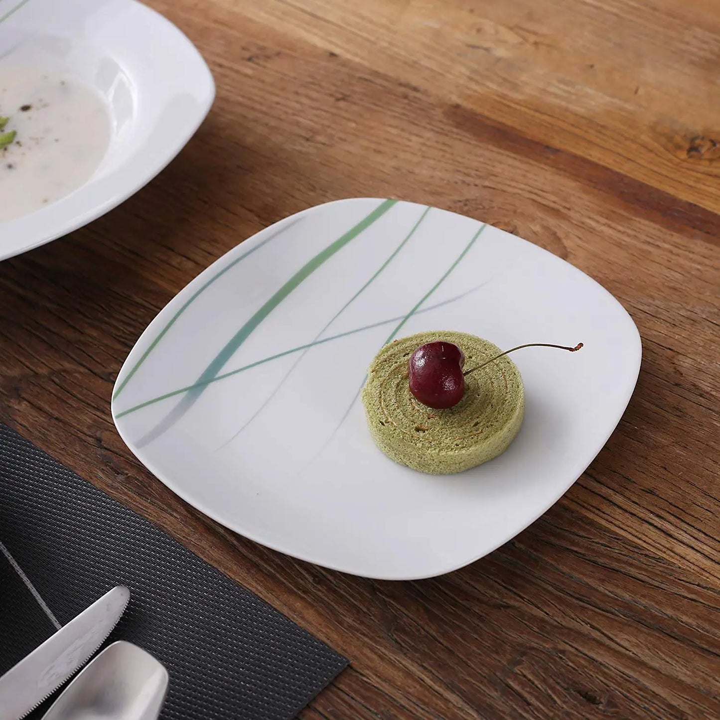 MALACASA Aviva Porcelain Dinnerware Set Includes Soup Plate Bowl