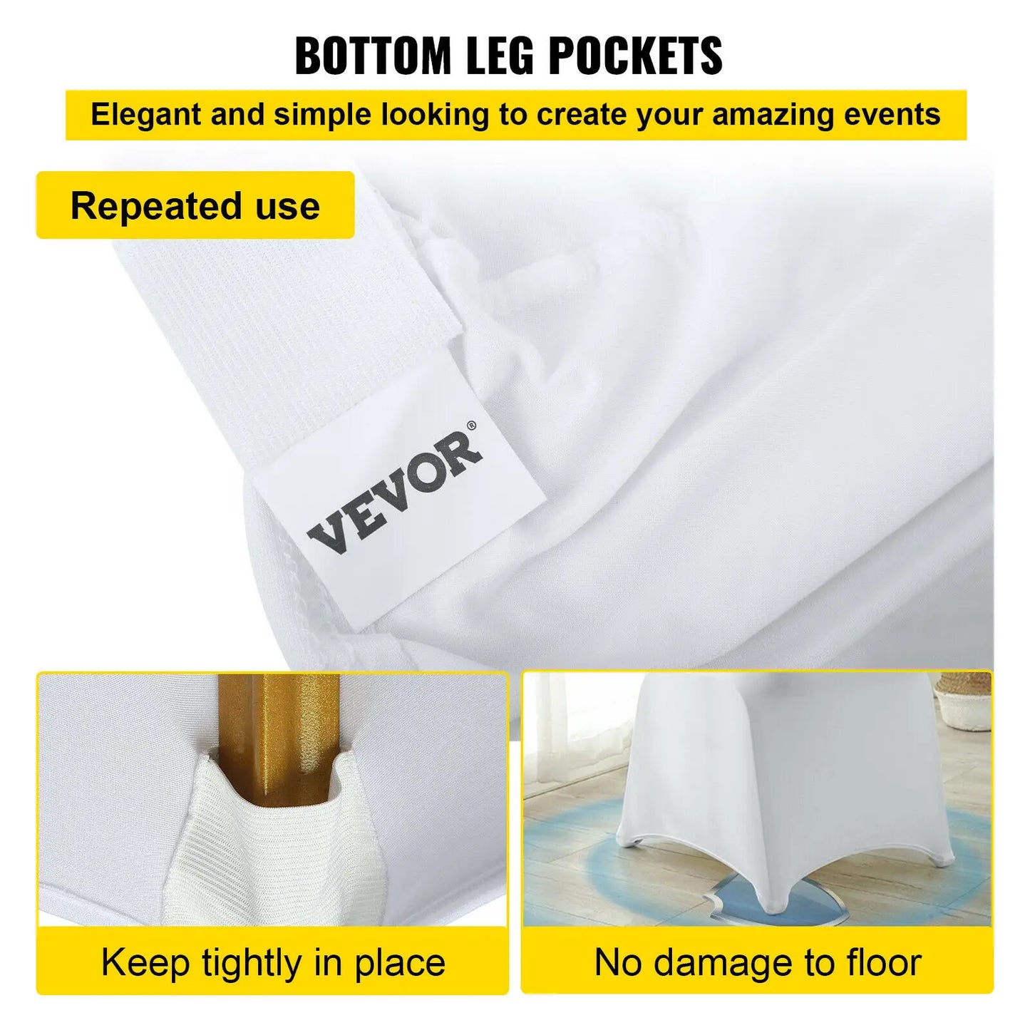 SucceBuy12/30/50/100Pcs Wedding Chair Cover Spandex Stretch Slipcover for Restaurant Banquet Hotel Dining Party White Cover