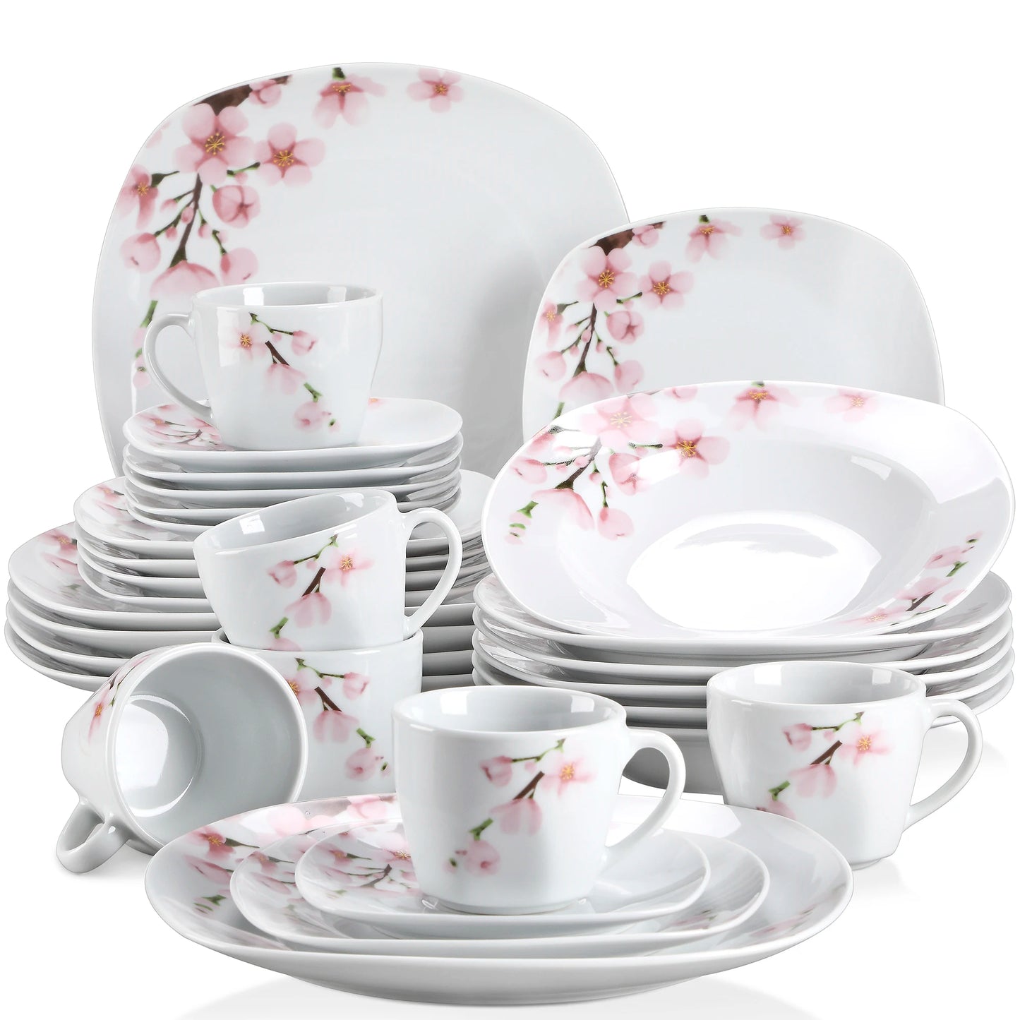 MALACASA Annie Porcelain Dinner Set Floral Ceramic Dinnerware
