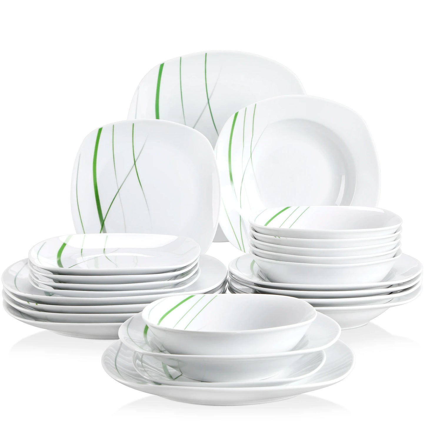 MALACASA Aviva Porcelain Dinnerware Set Includes Soup Plate Bowl