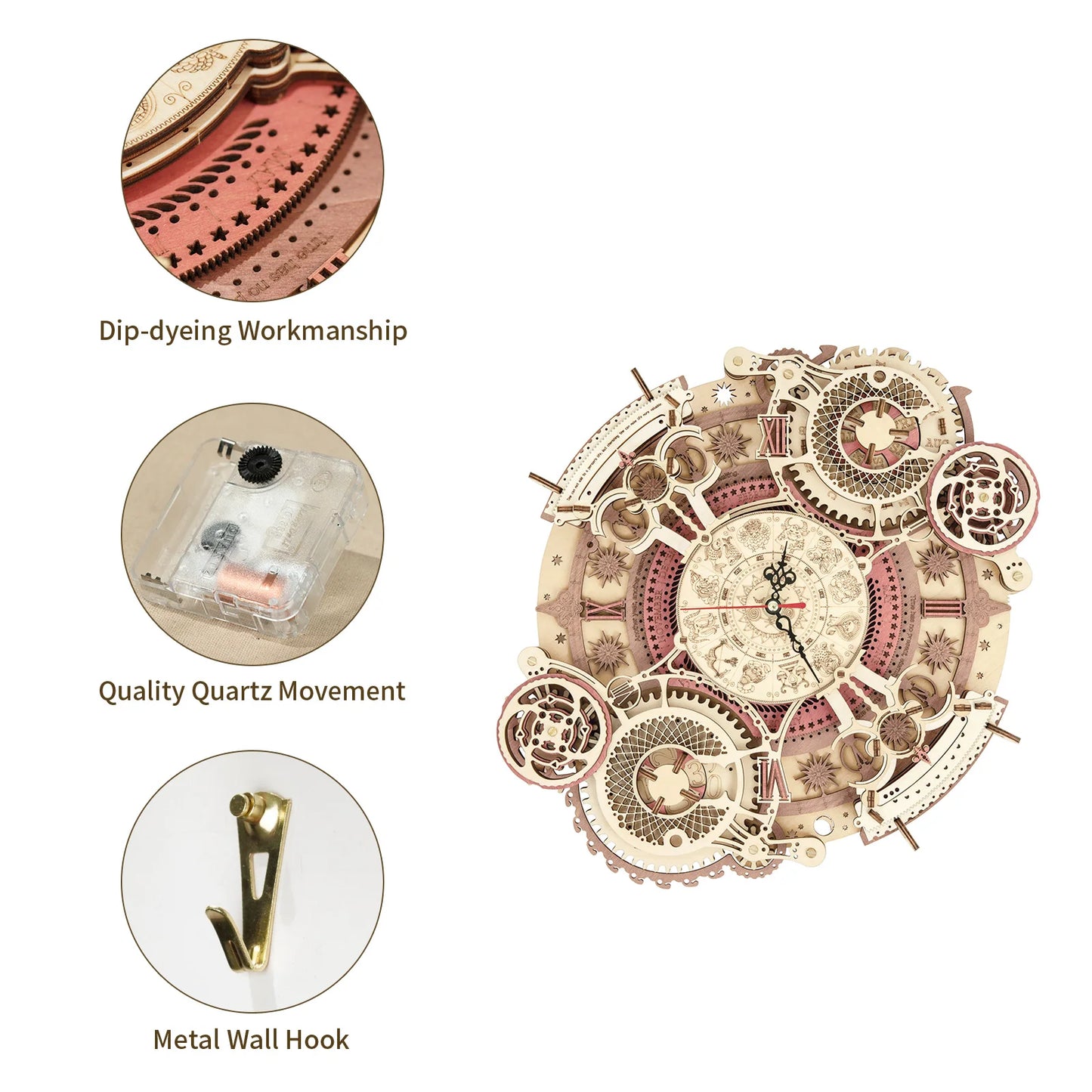 Robotime Rokr 3D Wooden Puzzles Steampunk Clock Kit